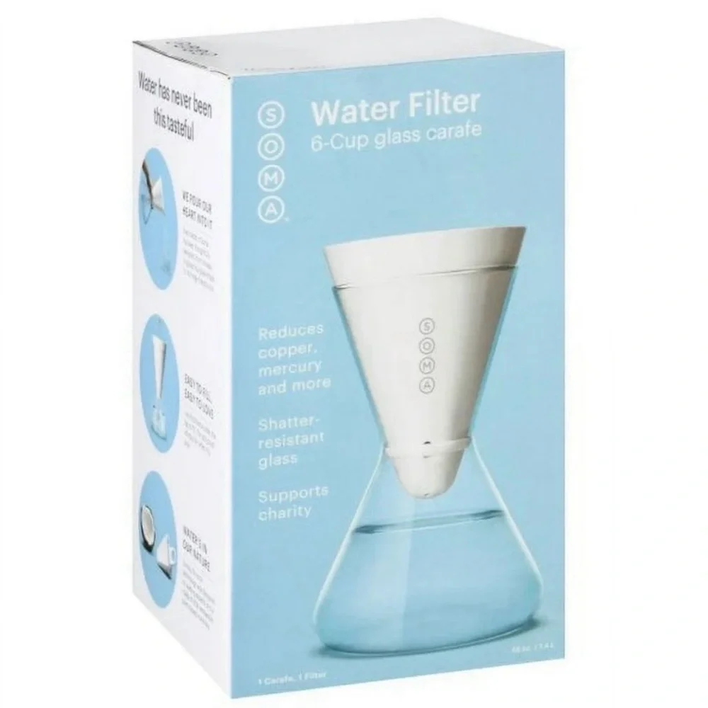 Soma - 6 Cup Glass Carafe Water Pitcher 1.35 Liters/48 Oz - NWT in Box - Picture 4 of 17